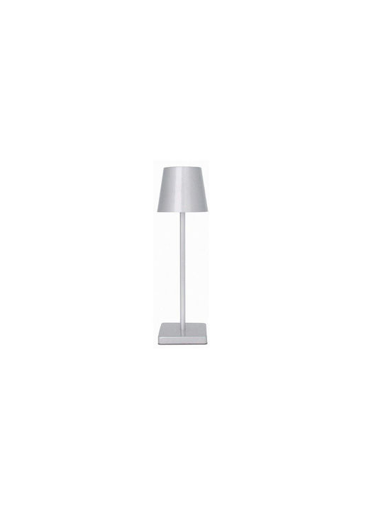 Aria Trade Kunststoff Tischlampe LED mit Gray Schirm und Fuß
