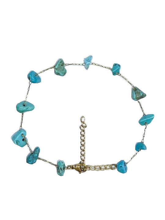 Tatu Moyo Turquoise Steel Anklet