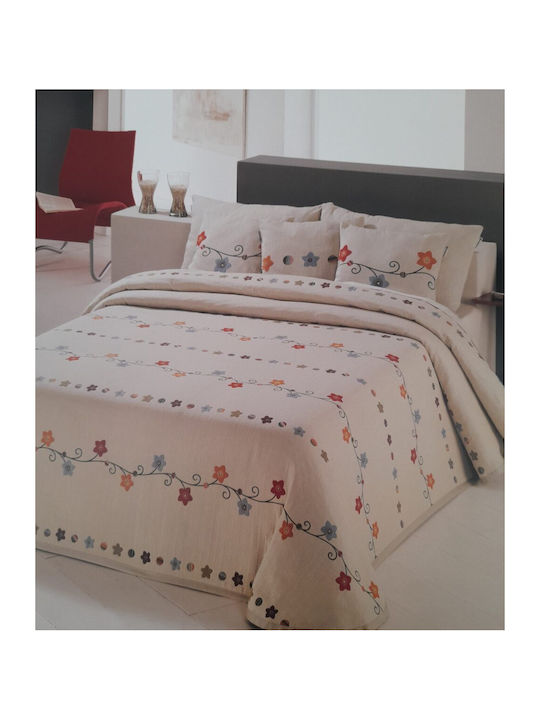 Manterol Casa Coverlet Queen Size from Cotton & Polyester Ecru (206) 235x270cm
