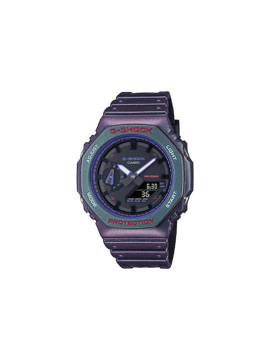 Casio Digital Watch Battery with Purple Rubber Strap