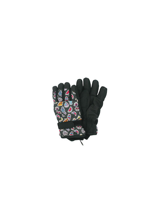 CHILDREN'S SNOW GLOVE IN BLACK WITH LINING AND DESIGN 123.654328.678