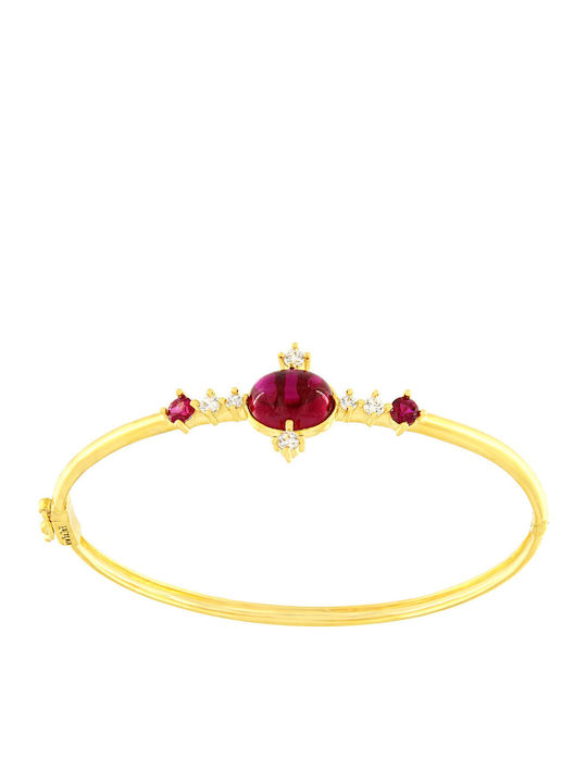 Fa Cad'oro Damen Armband Handschellen aus Gold 14K mit Zirkon