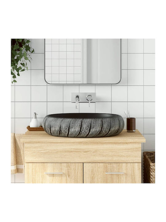 vidaXL Vessel Sink Ceramic 59x40x15cm Black and Grey