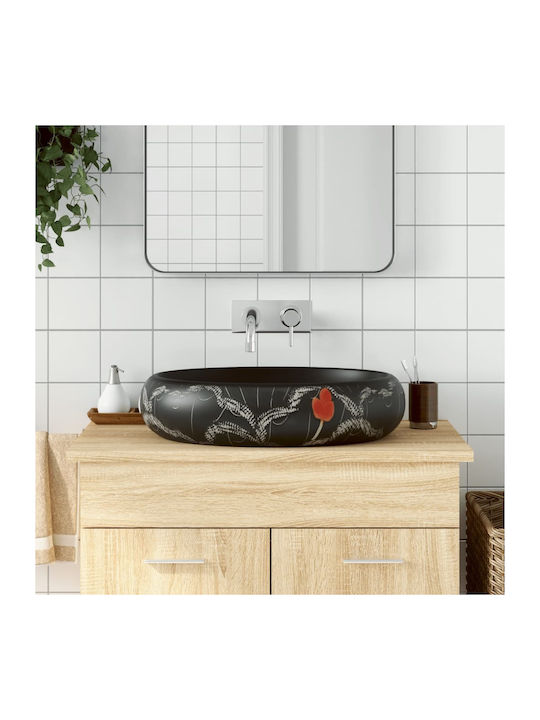 vidaXL Vessel Sink Ceramic 59x40x15cm BLACK