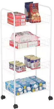 Viosarp Kitchen Trolley Metallic 4 Tiers White 86x38x86cm