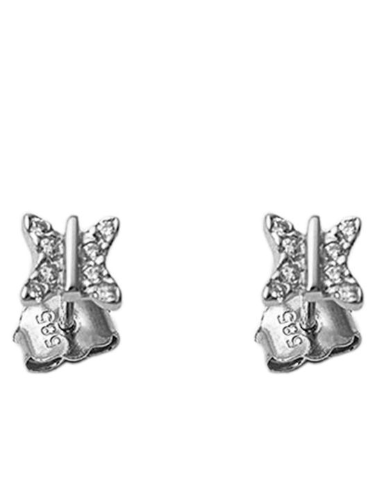 Детски Обеци Studs Пеперуди от Бяло злато 14K