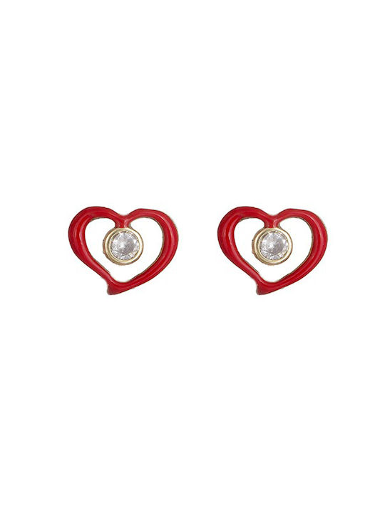 Jewels Love Παιδικά Σκουλαρίκια Καρφωτά Καρδιά από Χρυσό 14K