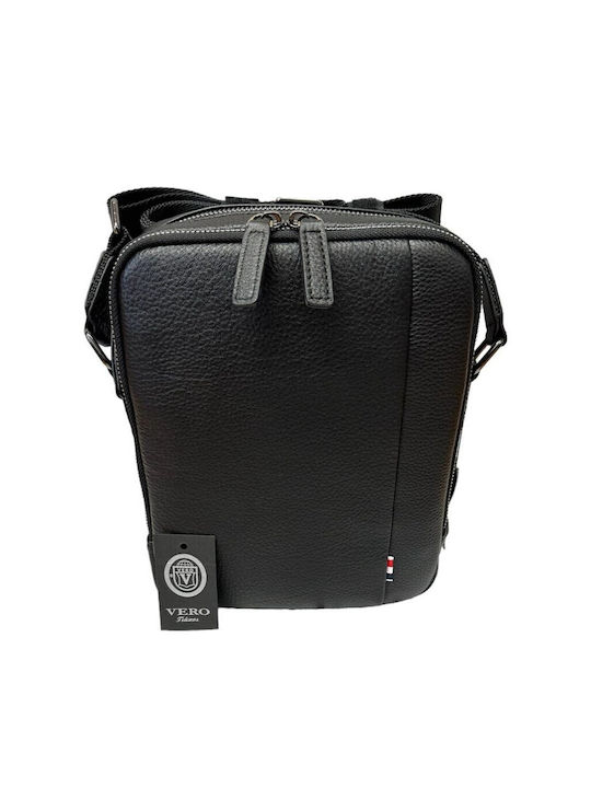 Vero Bags Leather Shoulder / Crossbody Bag with Zipper Black