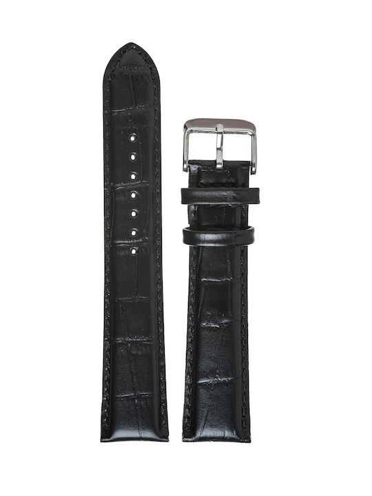 Tzevelion Κροκό Leather Strap Black 36mm