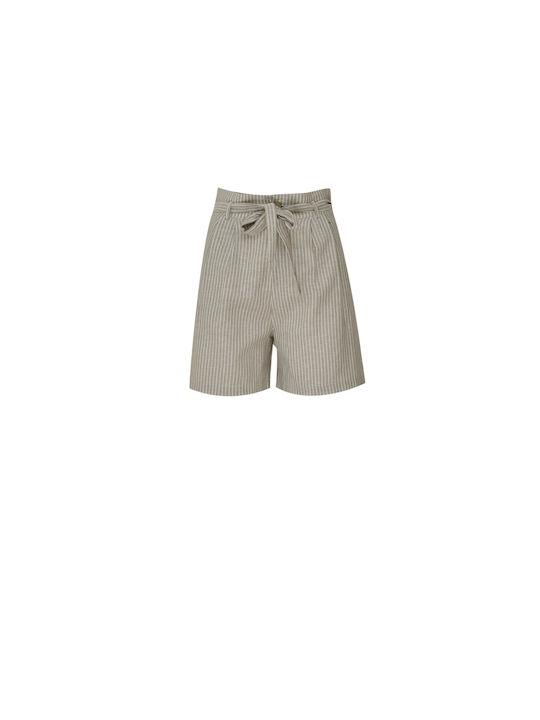 High Women's Linen High-waisted Shorts Beige