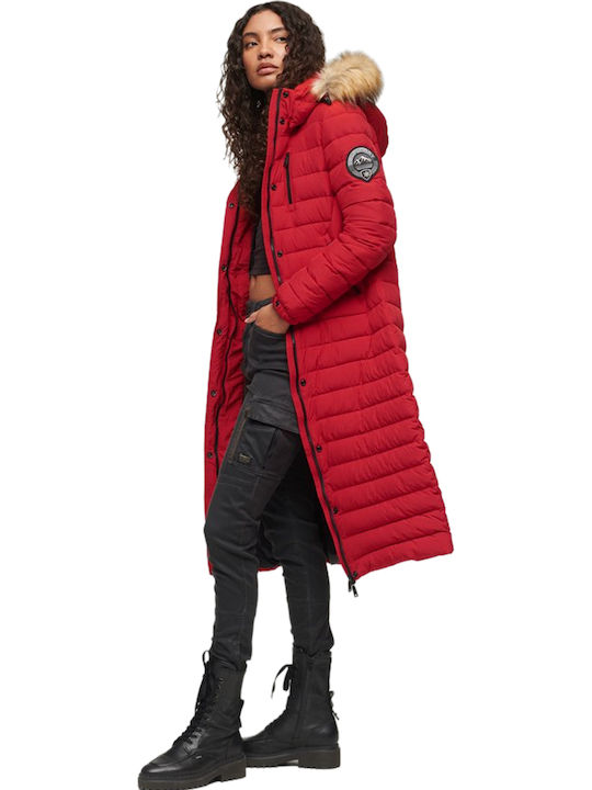 Superdry Fuji Μακρύ Γυναικείο Puffer Μπουφάν γι...