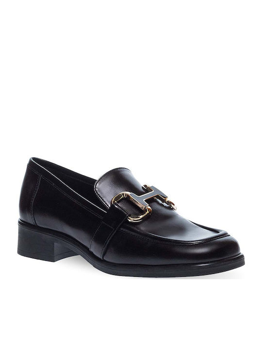 Leather Women's Moccasins in Black Color