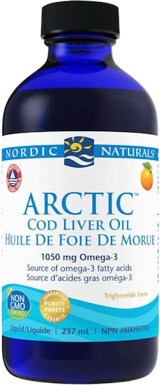 Nordic Naturals Arctic Cod Liver Oil Μουρουνέλαιο 1060mg 237ml Πορτοκάλι