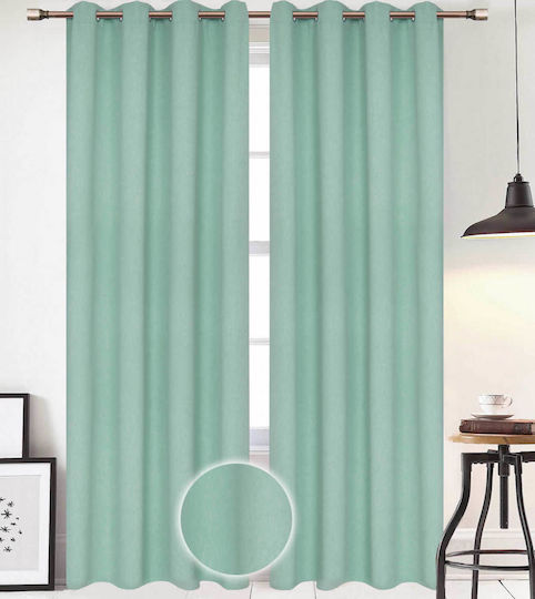 Vasilas Home Grommet Green Curtain 140x270cm
