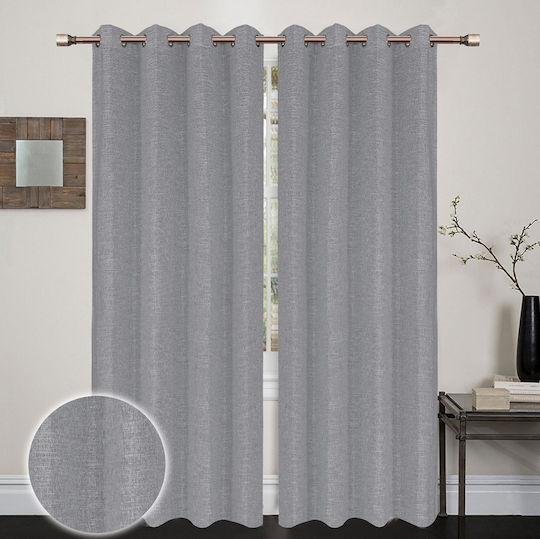 Vasilas Home Κουρτίνα με Τρουκς Γκρι 140x270εκ.