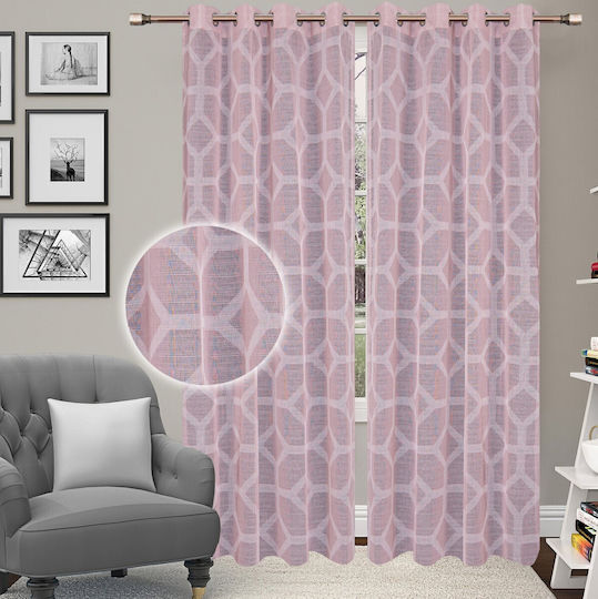 Vasilas Home Κουρτίνα με Τρουκς Ροζ 140x270εκ.
