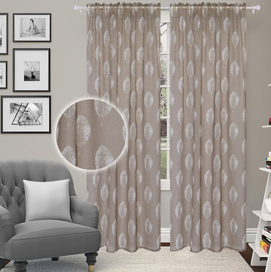 Vasilas Home Pencil Pleat Beige Curtains 140x270cm