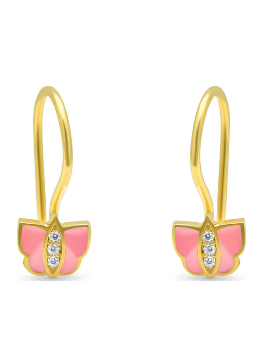 Goldjewels Επιχρυσωμένα Παιδικά Σκουλαρίκια Κρεμαστά Πεταλούδες από Ασήμι