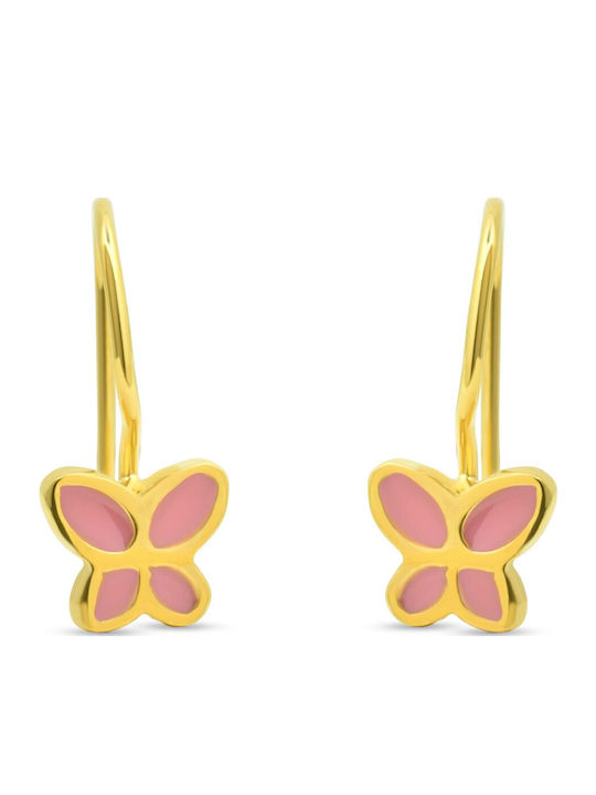 Goldjewels Επιχρυσωμένα Παιδικά Σκουλαρίκια Κρεμαστά Πεταλούδες από Ασήμι