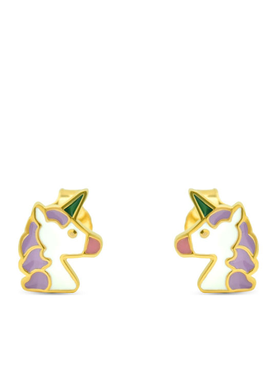 Goldjewels Επιχρυσωμένα Παιδικά Σκουλαρίκια Καρφωτά από Ασήμι