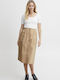 Fransa High Waist Midi Skirt in Beige color