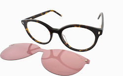 Escape Plastic Eyeglass Frame with Clip On Brown Tortoise AS8230 C2 Escape Plastic Eyeglass Frame with Clip On Brown Tortoise AS8230 C2