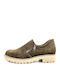 Damen Slip-Ons Leder Khaki