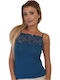 Mit Spaghetti-Träger Blau Damen T-Shirt