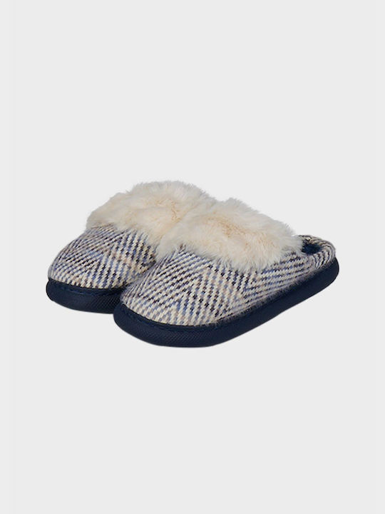 G Secret Winter Women's Slippers with fur in Blue color