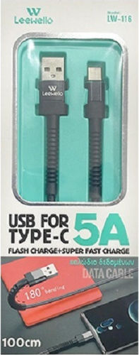Leewello USB 2.0 Cable USB-C male - USB-A Μαύρο 1m LW-116