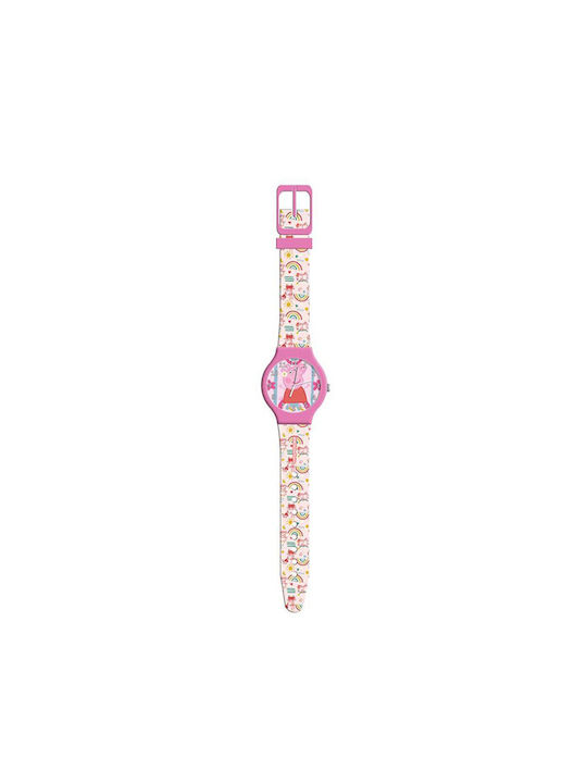 Διακάκης Kinder Analoguhr mit Kautschuk/Plastik Armband Rosa