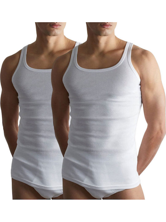 Anatolia Ανδρικές Φανέλες Αμάνικες Λευκό 2Pack