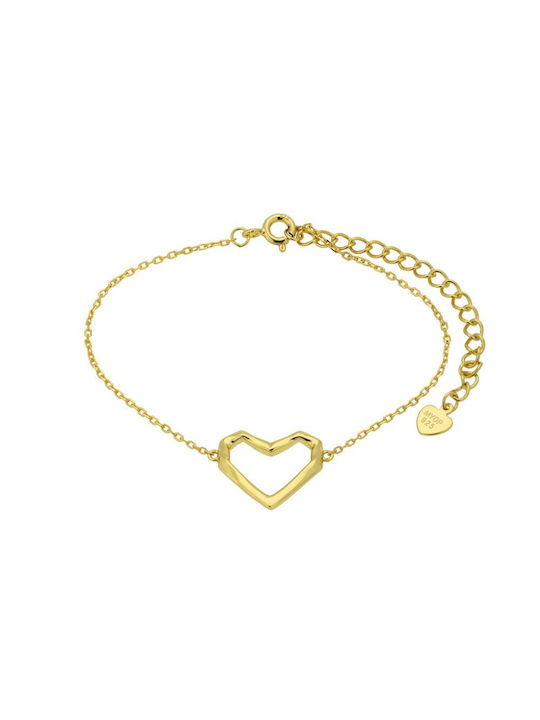 Papoulidis Jewellery Bracelet with design Heart made of Silver Gold Plated