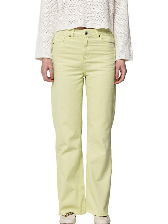 High Waist Women's Jean Trousers in Regular Fit Green