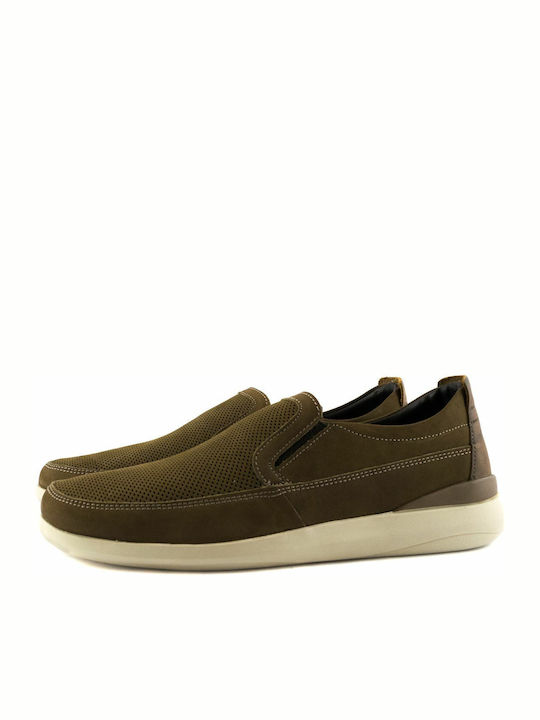 Democrata Leder Herren Slip-Ons Tabac Braun