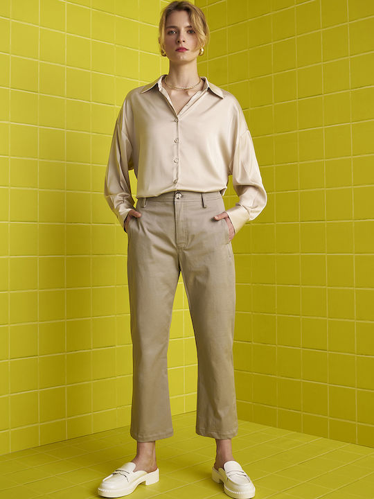 MY T S Damen Stoff Hose Greige