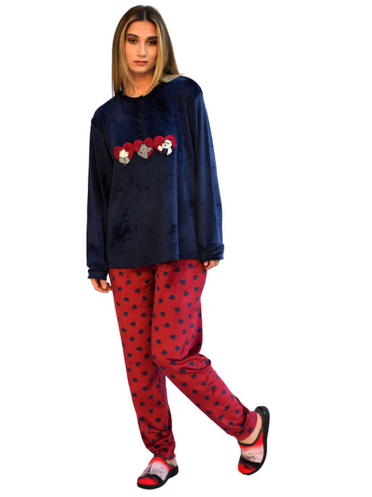 Caress De iarnă Set Pijamale pentru Femei Albastru