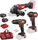 Skil Starter Pack Pro 1 Set Angle Wheel & Impact Drill Driver & Impact Screwdriver with 2 Batteries 5Ah and Case