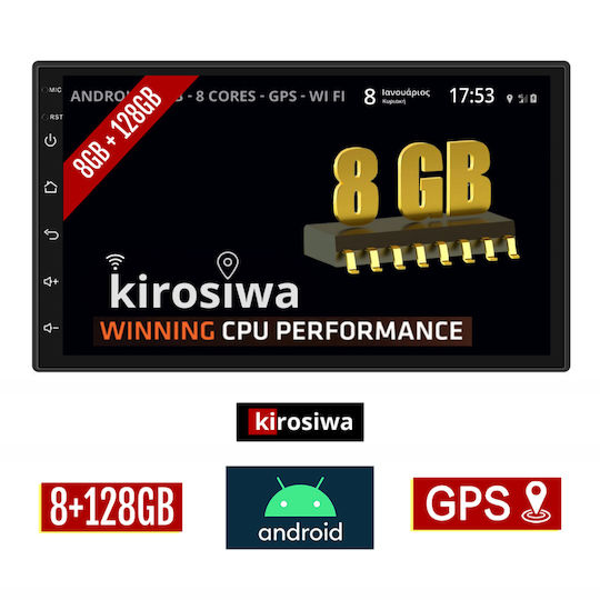 Kirosiwa Автомобилна Аудио Система (Блутут/USB/AUX/WiFi/GPS) с Тъчскрийн 7"