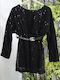 Kinderkleid Langärmelig mit Pailletten Set mit Accessoires Black