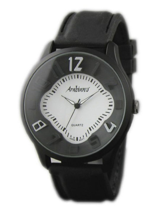 Arabians Ανδρικό Ρολόι 48mm Μπαταρίας με Μαύρο Καουτσούκ Λουράκι