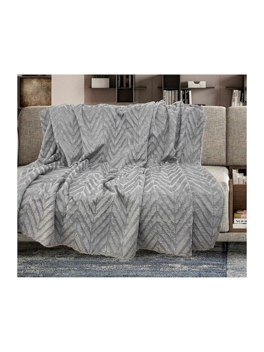 Linea Home Zic Zac Αντιολισθητικό Ριχτάρι Τριθέσιου Καναπέ Γούνινο 180x300εκ. Γκρί