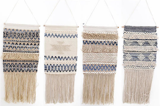 Atmosphera Macrame Hängendes Wanddekoration Bunt aus Stoff 100x40cm