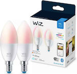 WiZ Smart Λάμπες LED για Ντουί E14 και Σχήμα C37 RGBW 470lm 2τμχ