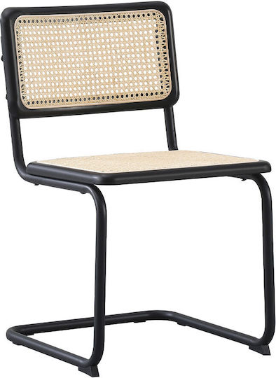 Broyer Dining Room Metallic Chair Black Velvet-Black Metal 55x48x80cm