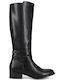 Synthetic Leather Women's Boots with Zipper Black
