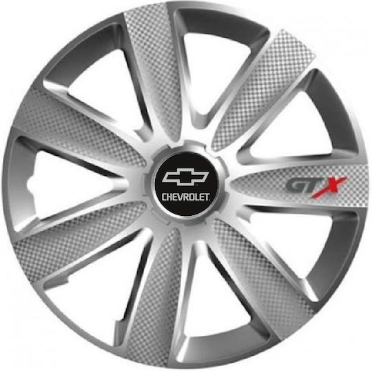 Versaco Car Hubcap Set Carbon Gtx with Chevrolet Emblem 15" 4pcs Silver