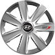 Versaco Car Hubcap Set Carbon Gtx with Hyundai Emblem 15" 4pcs Silver