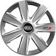 Versaco Car Hubcap Set Carbon Gtx with Kia Emblem 14" 4pcs Silver