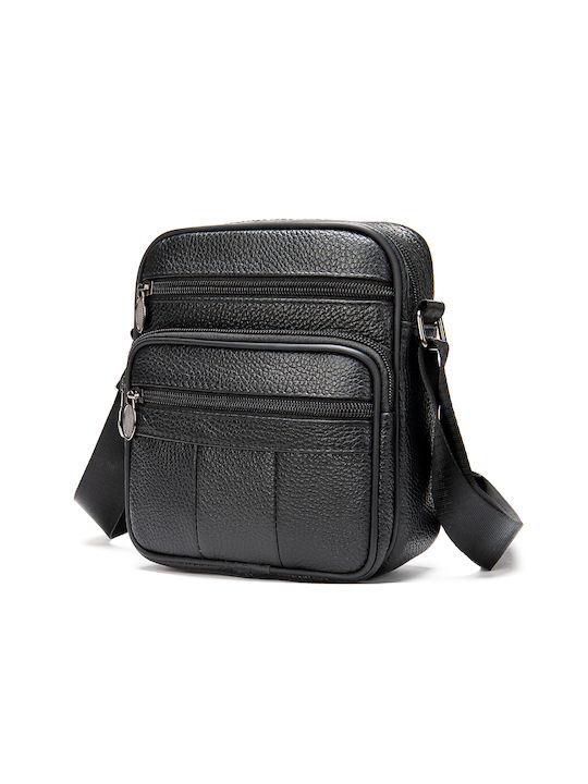 Cardinal Leather Shoulder / Crossbody Bag 500 with Zipper & Internal Compartments Black 16x5x19cm